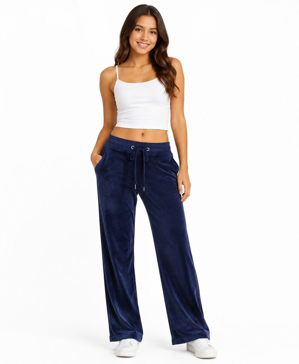 Charlotte Russe Juniors 10 Navy Velour Flare Sweatpants Drawstring Y2K EUC